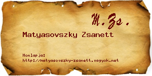 Matyasovszky Zsanett névjegykártya